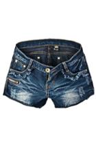 Oasap Fashionable Water Rinsed Bootcut Blue Jeans With High Waistline