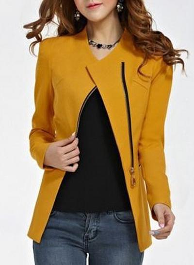 Oasap Casual V Neck Solid Coats