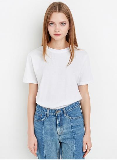 Oasap White Lace-up Loose Tee Shirt
