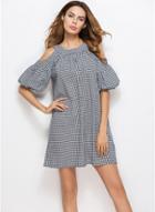 Oasap Off Shoulder Bow Back Short Sleeve Dress