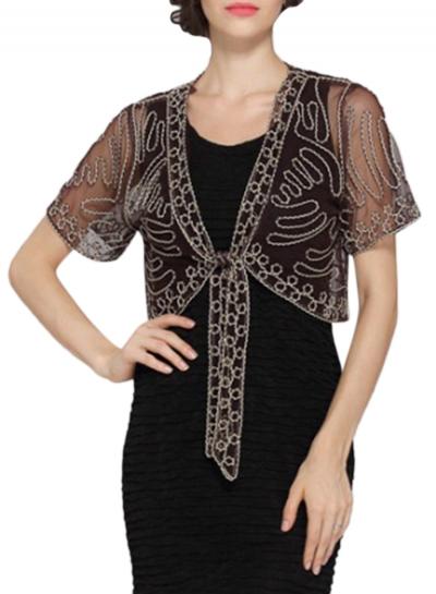 Oasap Glamour Sheer Self Tie Front Shrug Cardigan