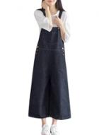 Oasap Women's Fashion Loose Cropped Overall Wide-leg Denim Jumpsuit