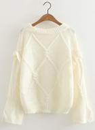 Oasap Round Neck Flare Sleeve Pullover Sweater