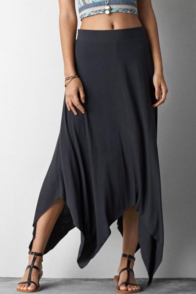 Oasap Simple Handkerchief-hem Midi Skirt