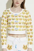 Oasap Charming Pullover Cropped Expression Printing Sweatshirt