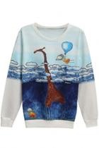 Oasap Cartoon Pattern Long Sleeve Sweatshirt