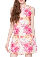 Oasap Women's Fashion Sleeveless Floral Print Summer Mini A-line Dress