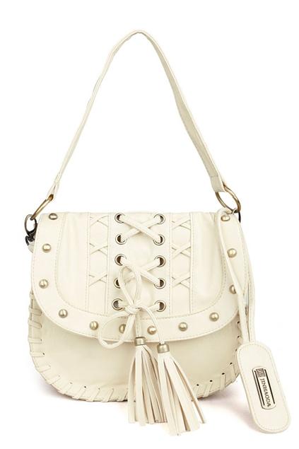 Oasap Studs Embellished Plaited Shoulder Bag