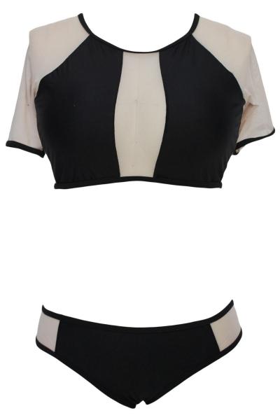 Oasap Sexy Mesh Insert Rashguard Swimwear