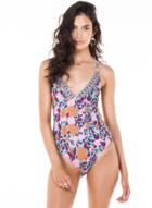 Oasap Spaghetti Strap Floral Printed Backless Slim Fit Swimsuit