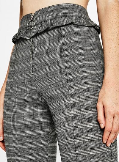 Oasap Casual High Waist Ruffle Plaid Pants
