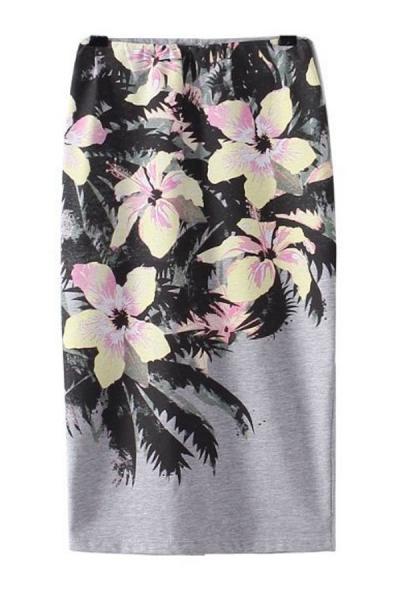 Oasap Classic Floral Bodycon Skirt