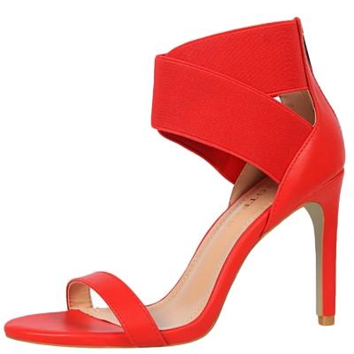 Oasap Open Toe Cross Elastic Strap High Heels Sandals