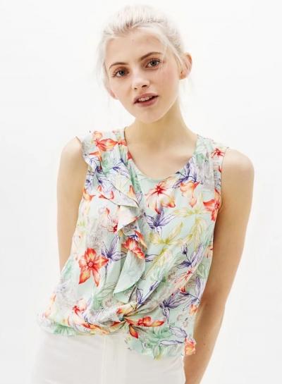 Oasap Fashion Sleeveless Floral Ruffle Tank