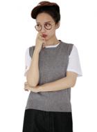 Oasap S's High Low Hem Round Neck Sweater Vest