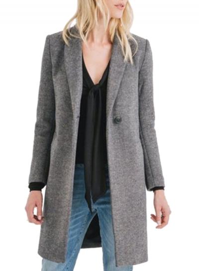 Oasap Women's Notch Lapel Single Breasted Wool Blend Coat