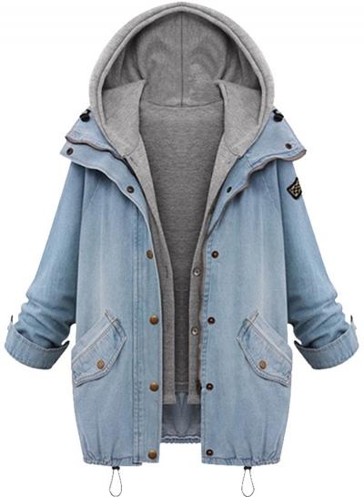 Oasap Women's Fashion 2 Piece Hooded Vest Denim Jacket Set