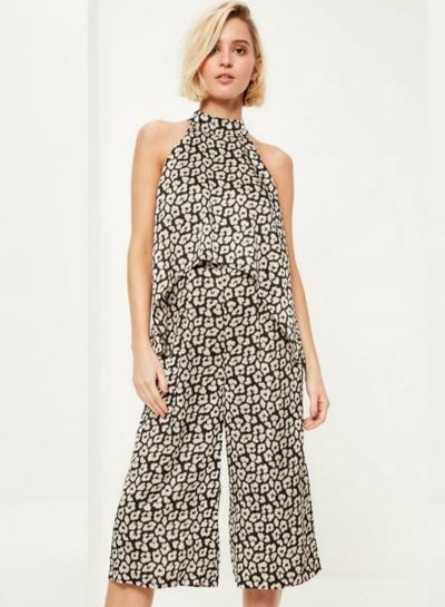 Oasap Fashion Off Shoulder Sleeveless Flora Wide Leg Jumpsuit