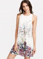 Oasap Round Neck Sleeveless Floral Print Mini Tank Dress