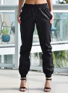 Oasap Casual Solid Color Leather Pant With Pockets