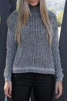 Oasap Stylish Heathered Turtle Neck Pullover Sweater