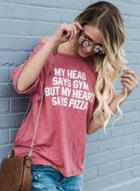 Oasap Casual Loose Short Sleeve Round Neck Tee Shirt With Letters