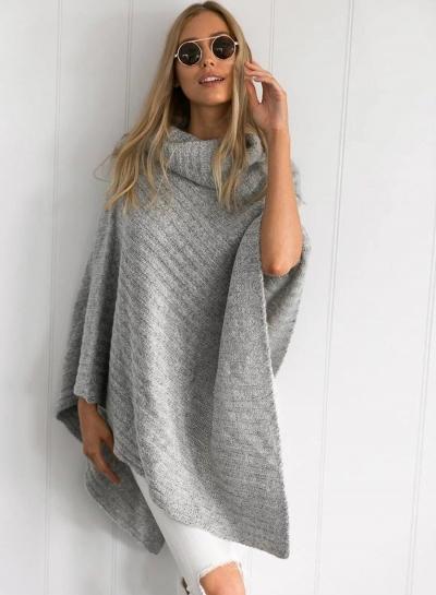 Oasap Asymmetric High Neck Solid Pullover Sweaters