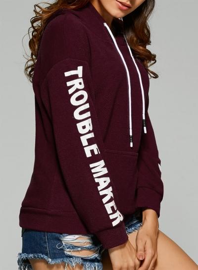 Oasap Fashion Loose Fit Letter Printed Hoodie With Pocket
