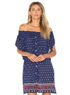 Oasap Vintage Print Slash Neck Button Down Dress