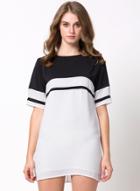 Oasap Zip Back Color Block Round Neck Dress
