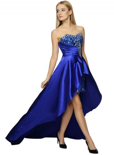 Oasap Strapless Rhinestone High Low Bodycon Dress