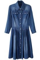 Oasap Blue Denim Pleated Mini Dress