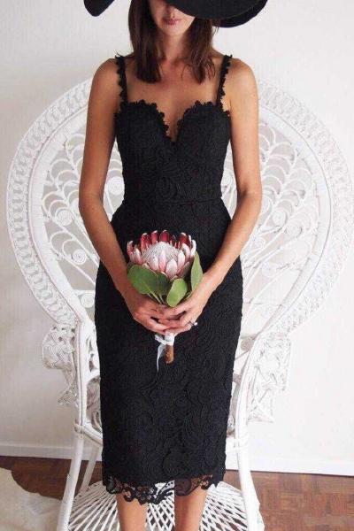 Oasap Chic Scalloped Crochet Lace Shoulder-straps Dress