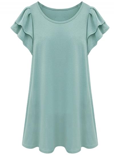 Oasap Women's Casual Short Ruffled Sleeve A-line Mini Dress