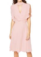 Oasap Women's Cut-out Front Slit Sleeve Chiffon Dress