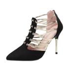 Oasap Pointed Toe Lace Up Stiletto Gladiator Pumps