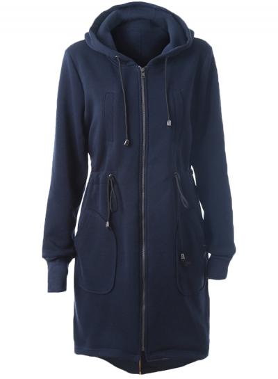 Oasap Women's Fashion Long Sleeve Drawstring Waist Zipper Hoodie