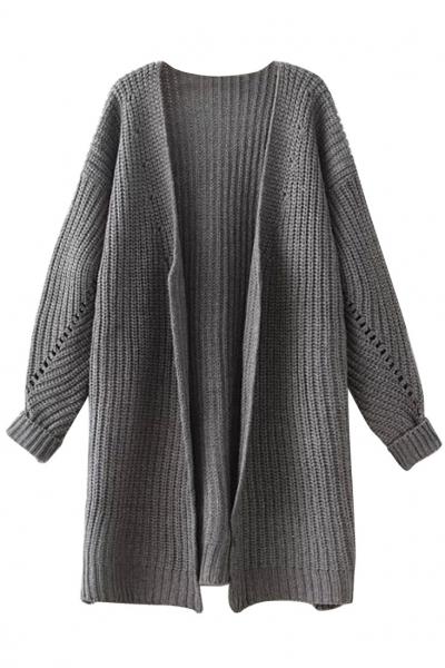 Oasap Stylish Solid Puff Long Sleeve Cardigan