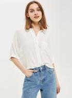 Oasap Solid Color Turn-down Collar Batwing Sleeve Shirt