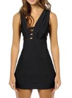 Oasap Women's Black Deep V Neck Sleeveless Bodycon Mini Club Dress