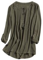 Oasap Women's Solid Tie Neck 3/4 Sleeve Chiffon Blouse