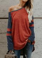 Oasap Fashion Color Block Loose Fit Knit Sweater