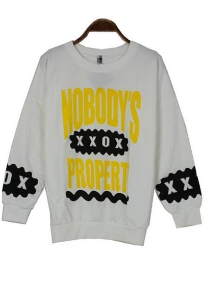 Oasap Punk Letters Print Sweatshirt