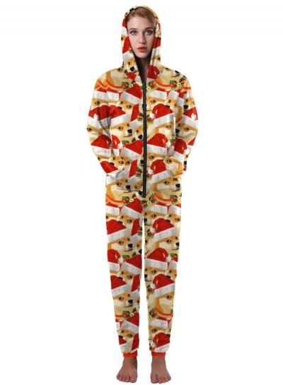 Oasap Hooded Long Sleeve Printed Jumpsuit