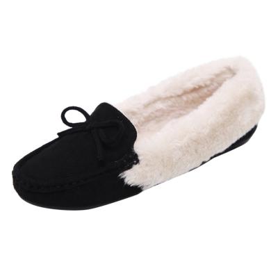 Oasap Round Toe Color Block Bow Fleece Shoes