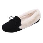 Oasap Round Toe Color Block Bow Fleece Shoes