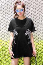 Oasap Casual Zebra Graphic Round Neck Knit Tee