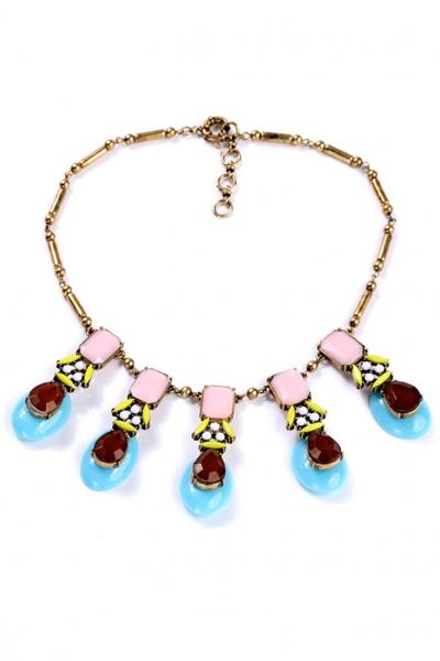 Oasap Patel Hue Colorblocked Faux Stone Necklace