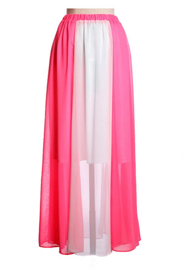 Oasap Striped Ankle Length Chiffon Skirt