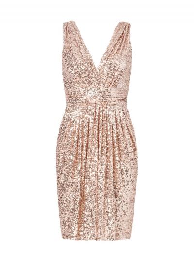 Oasap V Neck High Waist Sequin Club Dress